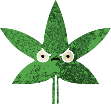 retro illustration style cartoon of a marijuana leaf png