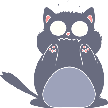 flat color style cartoon worried cat png