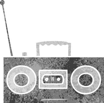 hand drawn retro cartoon doodle of a retro cassette player png