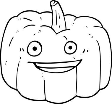hand drawn black and white cartoon halloween pumpkin png