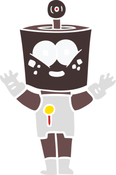 happy flat color style cartoon robot png