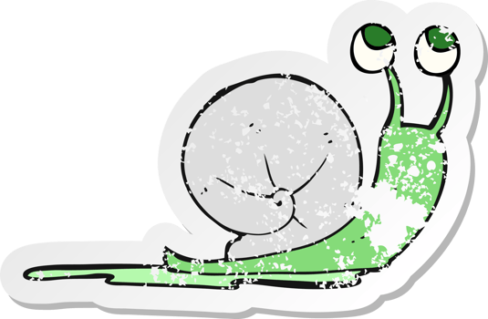 retro distressed sticker of a cartoon snail png