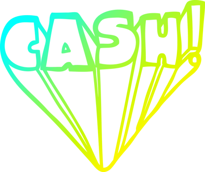 cold gradient line drawing of a cartoon word cash png