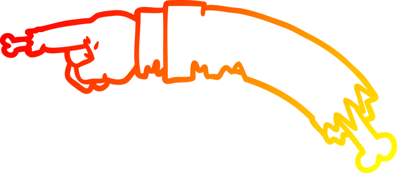 warm gradient line drawing of a cartoon pointing zombie hand png