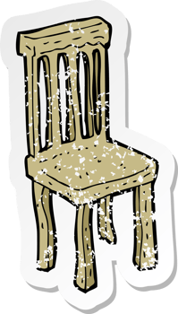 retro distressed sticker of a cartoon old wooden chair drawing png