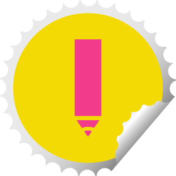 circular peeling sticker cartoon of a red pencil png