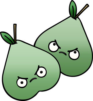 gradient shaded cartoon of a green pear png