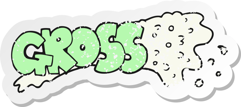 retro distressed sticker of a gross cartoon png