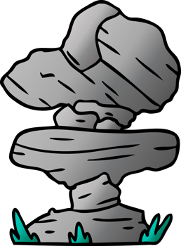 hand drawn gradient cartoon doodle of grey stone boulder png