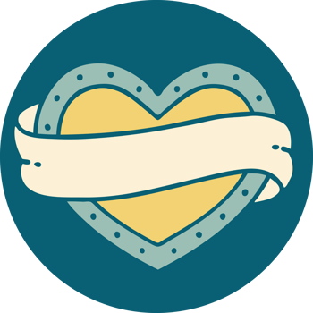 iconic tattoo style image of a heart and banner png