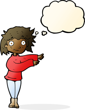 cartoon dancing woman with thought bubble png