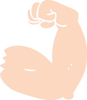 flat color illustration of strong arm flexing bicep png