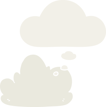 cartoon cloud with thought bubble in retro style png