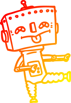 warm gradient line drawing of a cartoon robot png