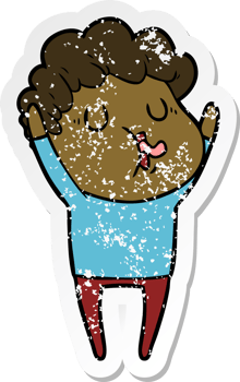 distressed sticker of a cartoon man singing png