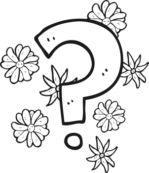 hand drawn black and white cartoon question mark png