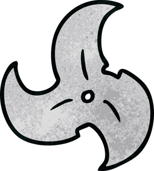 hand drawn textured cartoon doodle of a single ninja throwing star png