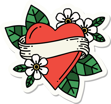 sticker of tattoo in traditional style of a heart and banner png