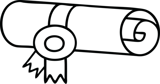 line drawing cartoon of a rolled certificate png