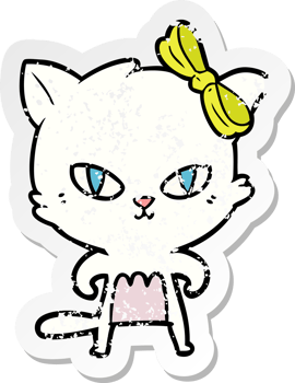 distressed sticker of a cute cartoon cat png