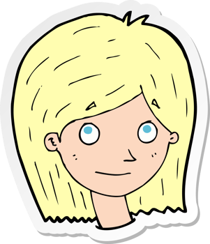 sticker of a cartoon happy female face png