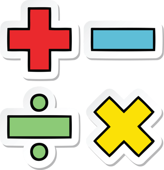 sticker of a cute cartoon math symbols png