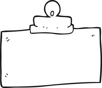 hand drawn black and white cartoon ID badge png