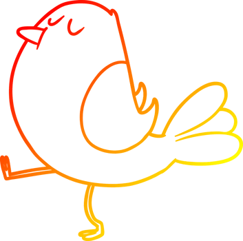 warm gradient line drawing of a cartoon bird png
