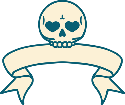 traditional tattoo with banner of a skull png