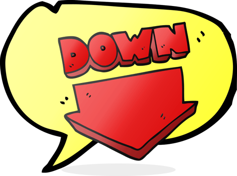 hand drawn speech bubble cartoon down arrow symbol png