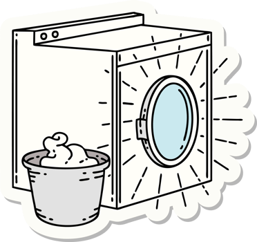 sticker of a tattoo style washing machine png