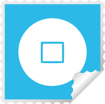 square peeling sticker cartoon of a stop button png