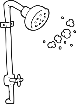 drawn black and white cartoon shower png