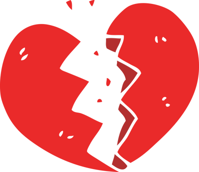cartoon doodle broken heart png
