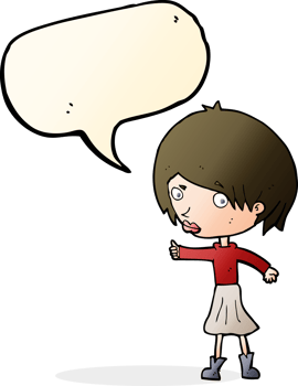 cartoon woman raising eyebrow with speech bubble png