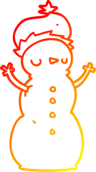 warm gradient line drawing of a cartoon snowman png