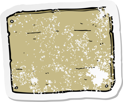 retro distressed sticker of a cartoon wooden board png