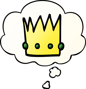 cartoon crown with thought bubble in smooth gradient style png