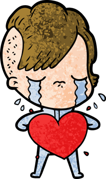 cartoon crying girl with love heart png