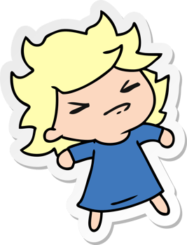 sticker cartoon illustration of a cute kawaii girl png