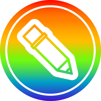 simple pencil icon with rainbow gradient finish png