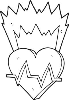 drawn black and white cartoon heart rate png