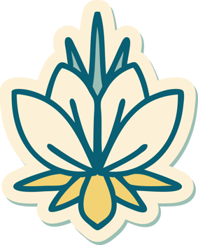sticker of tattoo in traditional style of a water lily png