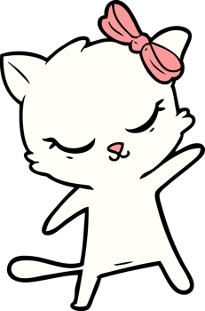 cute cartoon cat with bow png