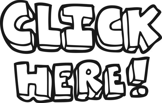 drawn black and white cartoon click here word symbol png
