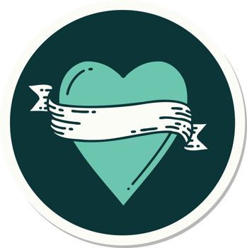 sticker of tattoo in traditional style of a heart and banner png