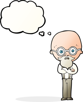 cartoon annoyed old man with thought bubble png