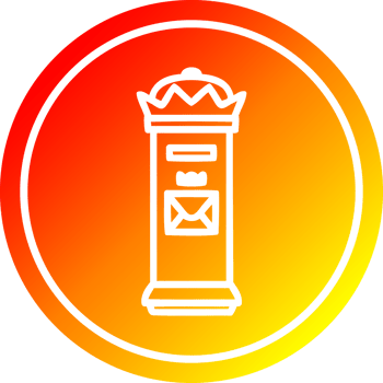 British postbox circular icon with warm gradient finish png