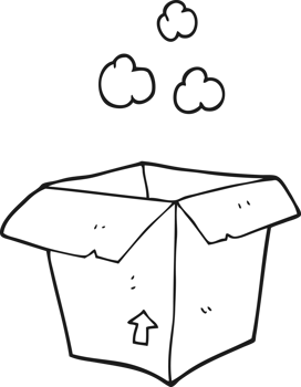 drawn black and white cartoon empty box png