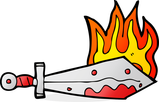 cartoon flaming sword png